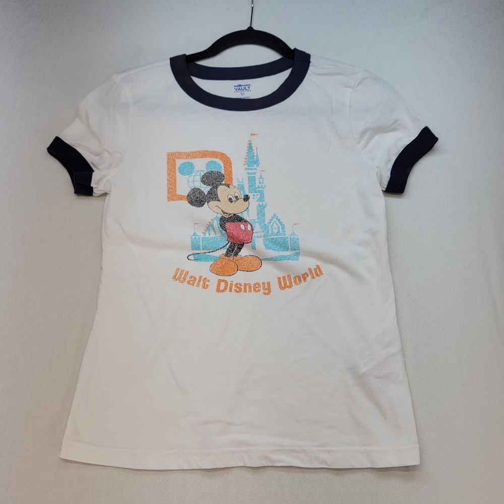 Disney T-Shirt Womens XS White Retro Vault Collection 50th Anniversary Ringer